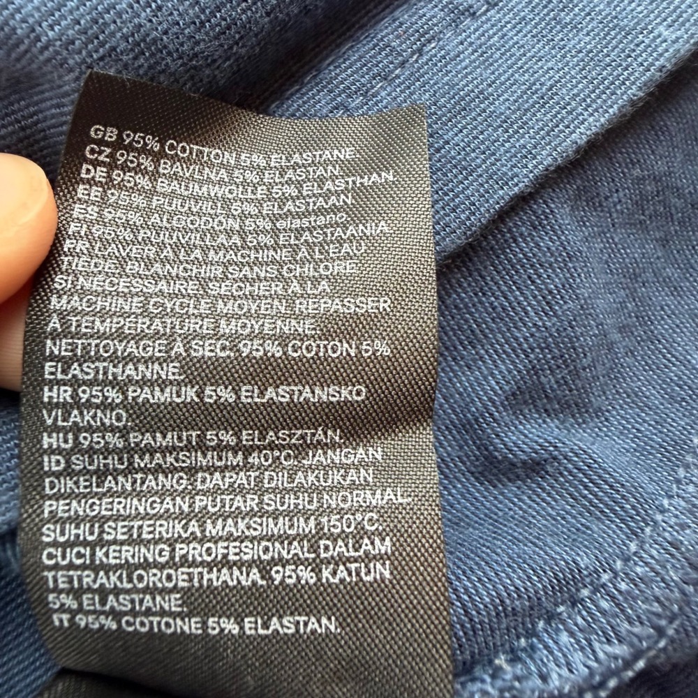 H&M Polo Shirt Men's Large Blue Slim Fit Short Sleeve Cotton Blend Pinhole - Picture 7 of 8
